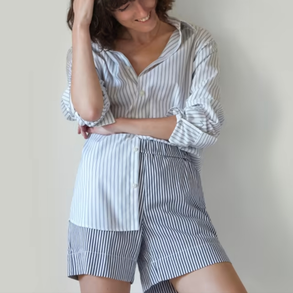 Everlane Blue Stripe Cotton Shorts
